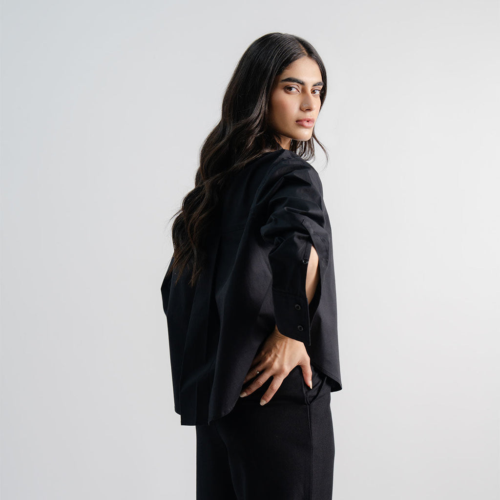 Boxy Cropped Button-Down Shirt