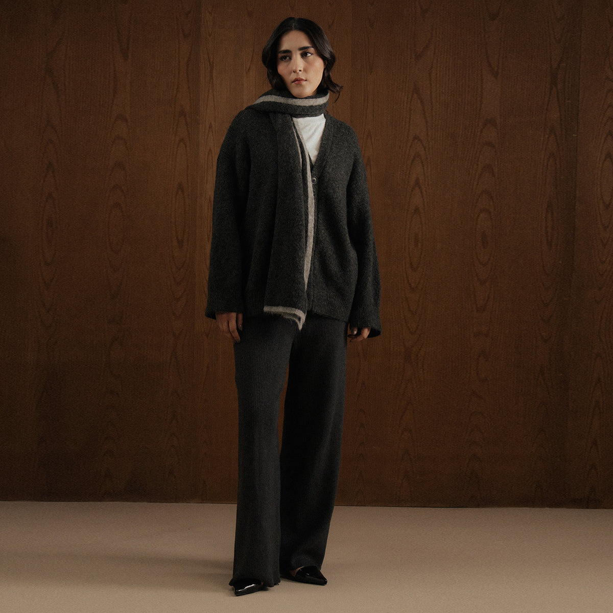 Oversized Cardigan with Scarf