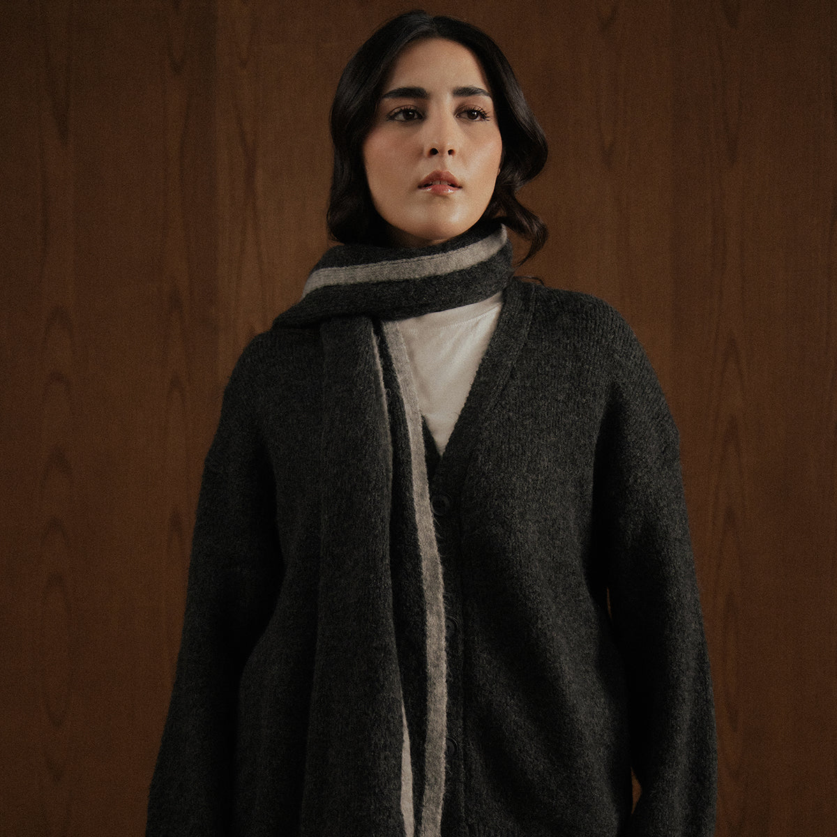 Oversized Cardigan with Scarf