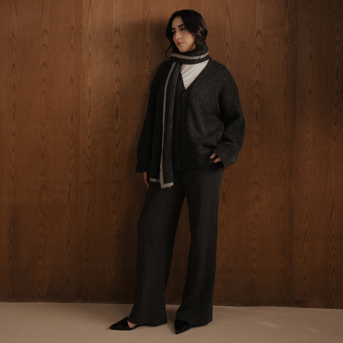 Oversized Cardigan with Scarf