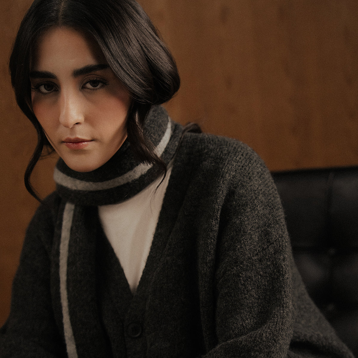 Oversized Cardigan with Scarf