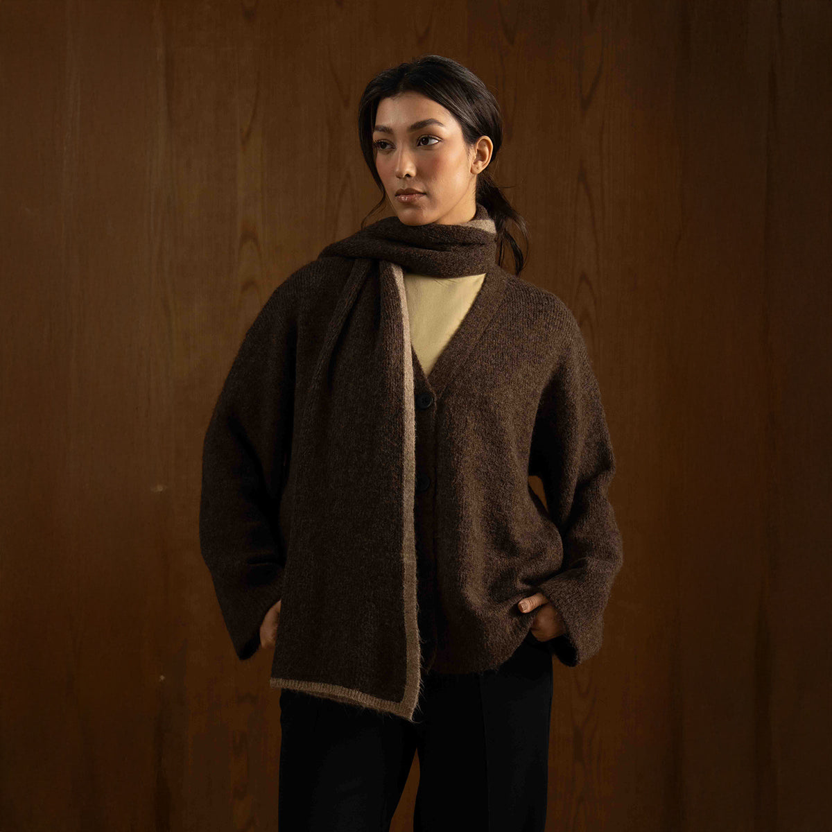 Oversized Cardigan with Scarf