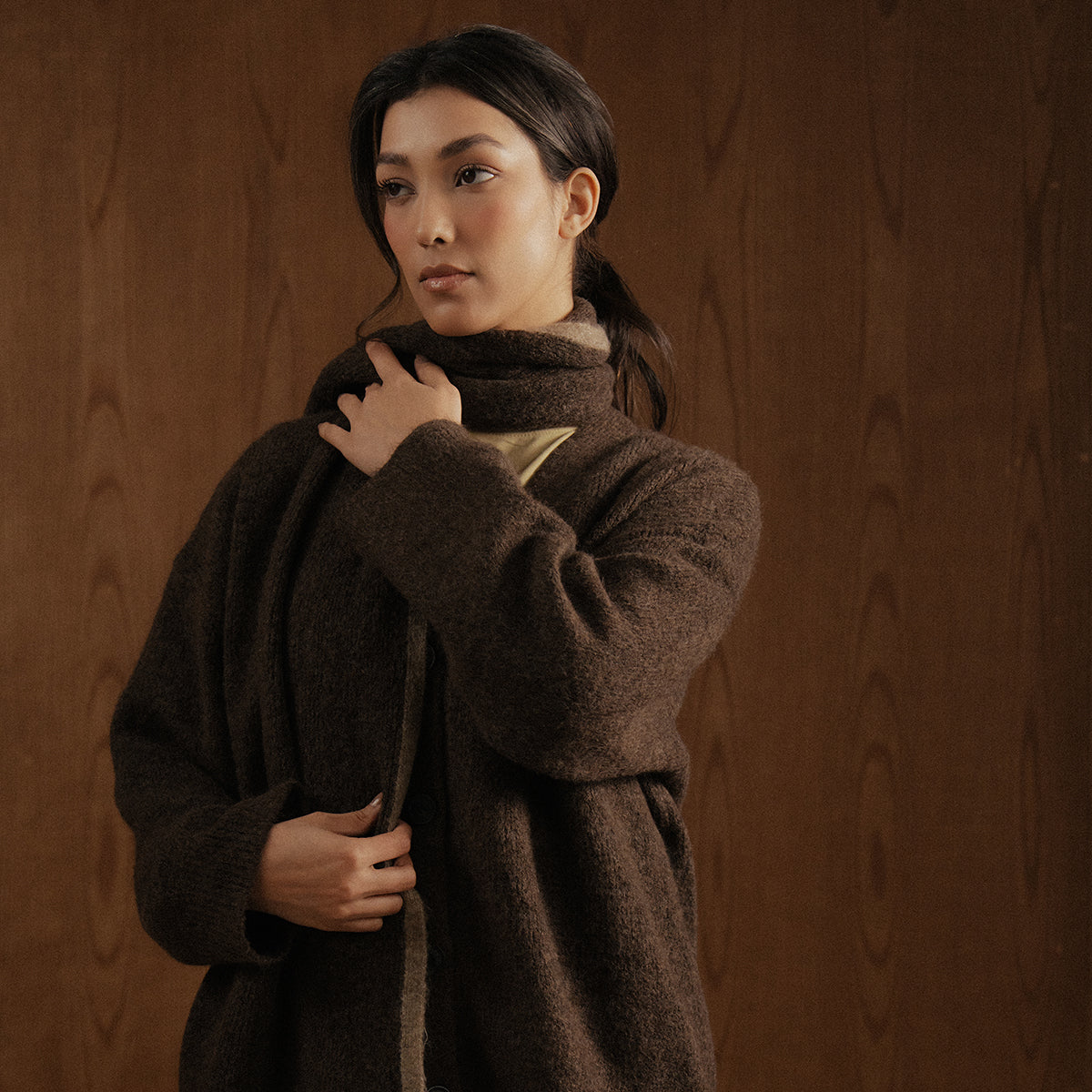 Oversized Cardigan with Scarf