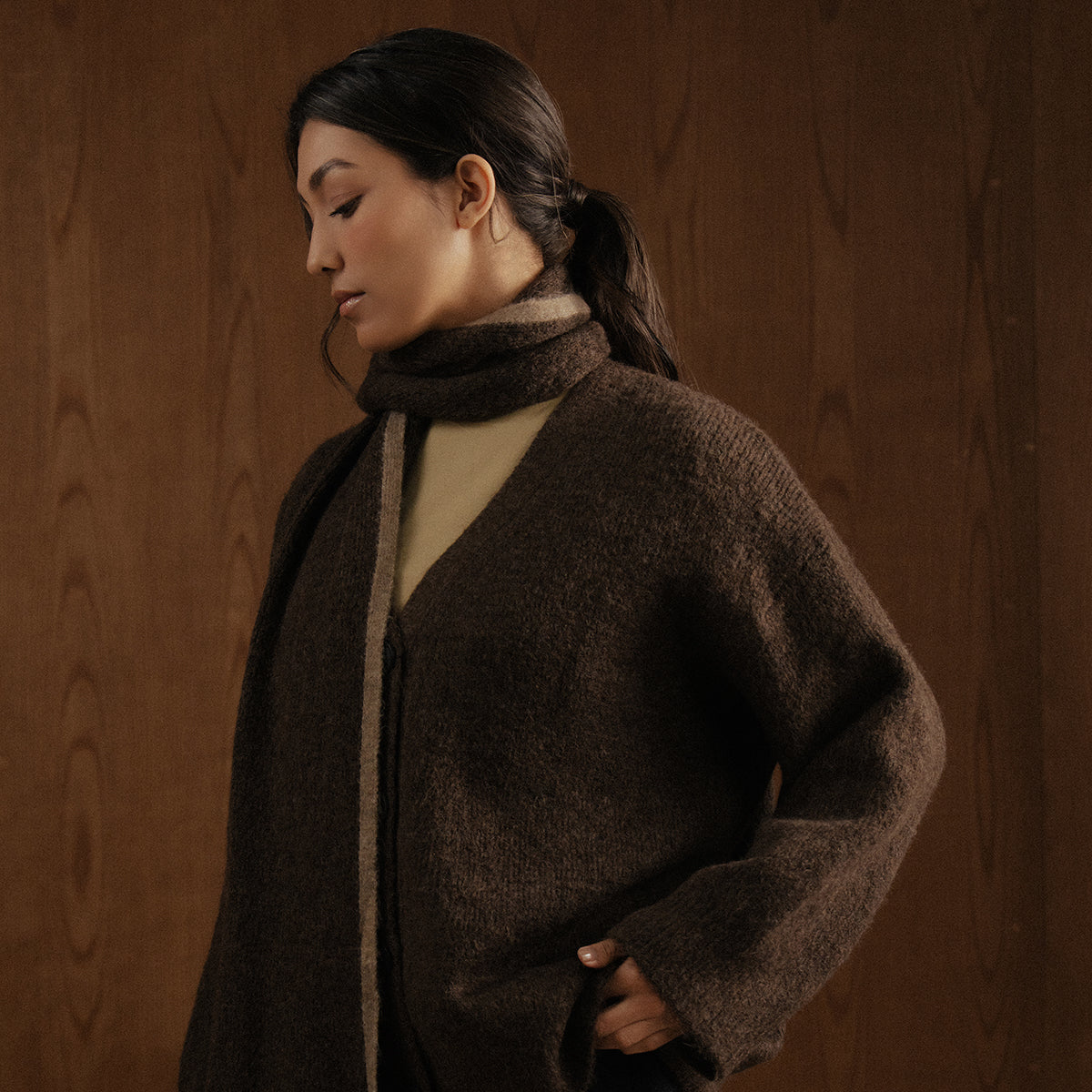 Oversized Cardigan with Scarf