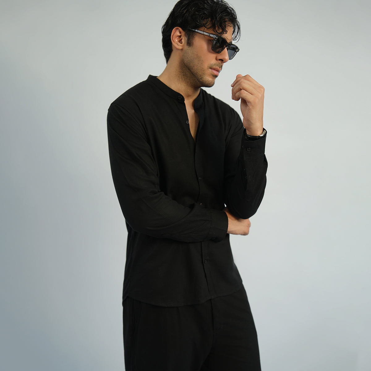 Cottonello Ban Collar Shirt