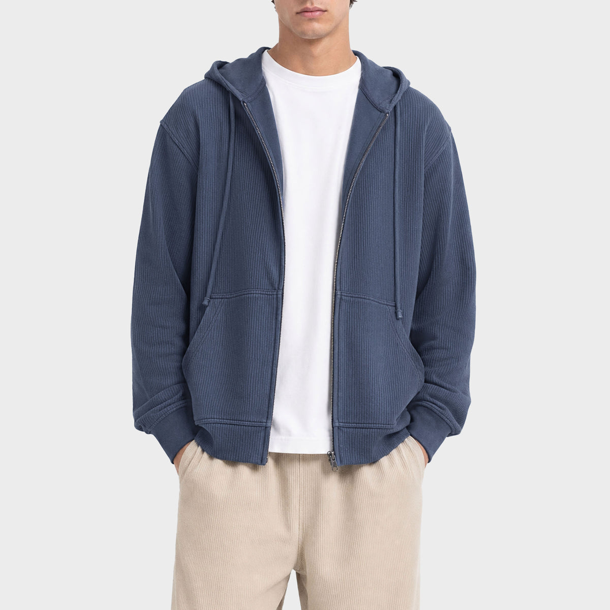 Knit Cord Zipper Jacket
