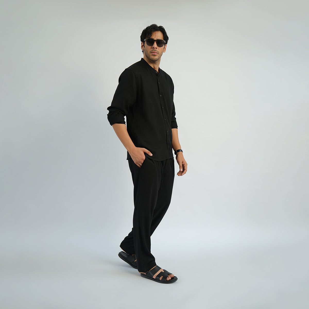 Cottonello Ban Collar Shirt