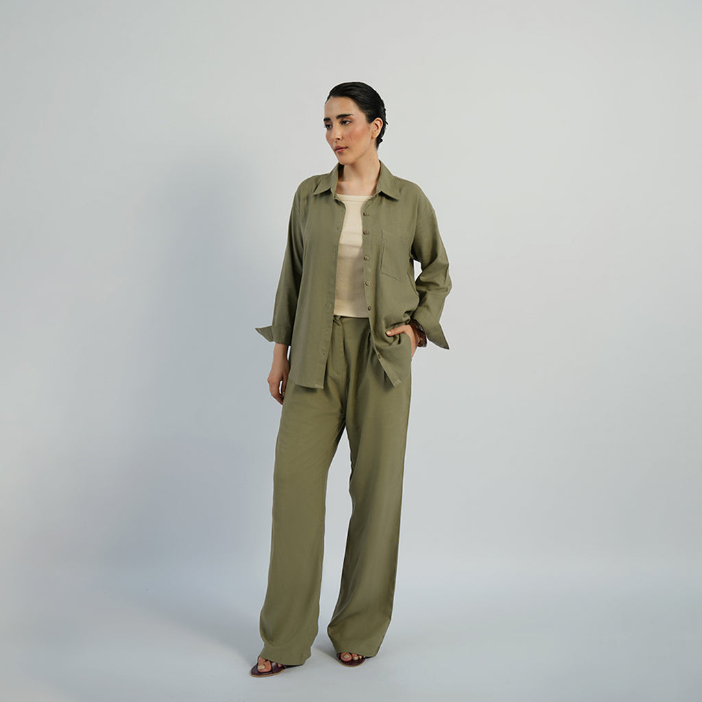 Cottonello Classic Linen Olive Trouser