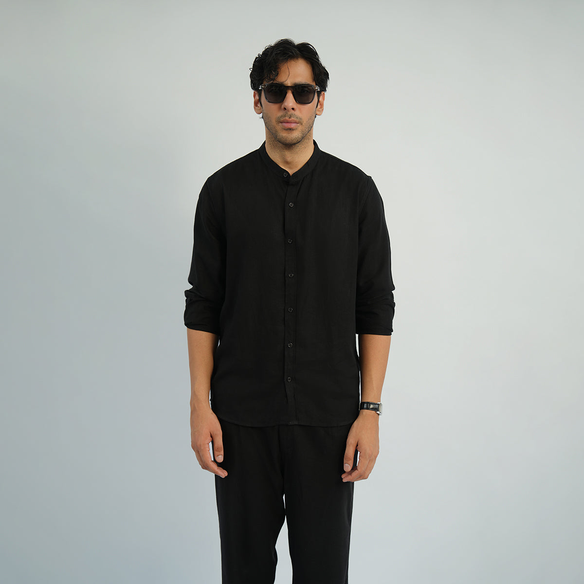 Cottonello Ban Collar Shirt