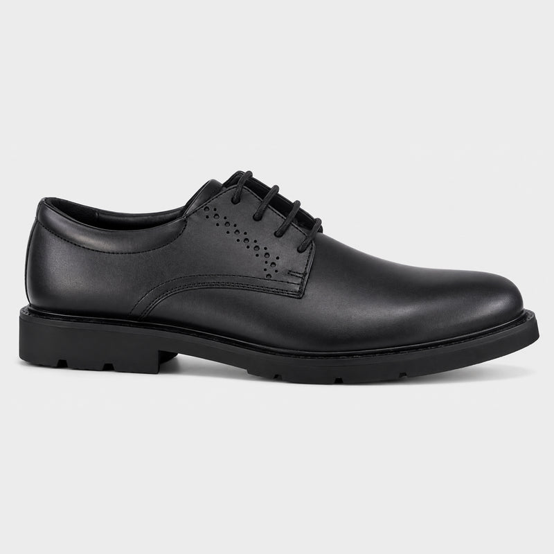 Nero Macc-Men’s Black Leather Lace-Up