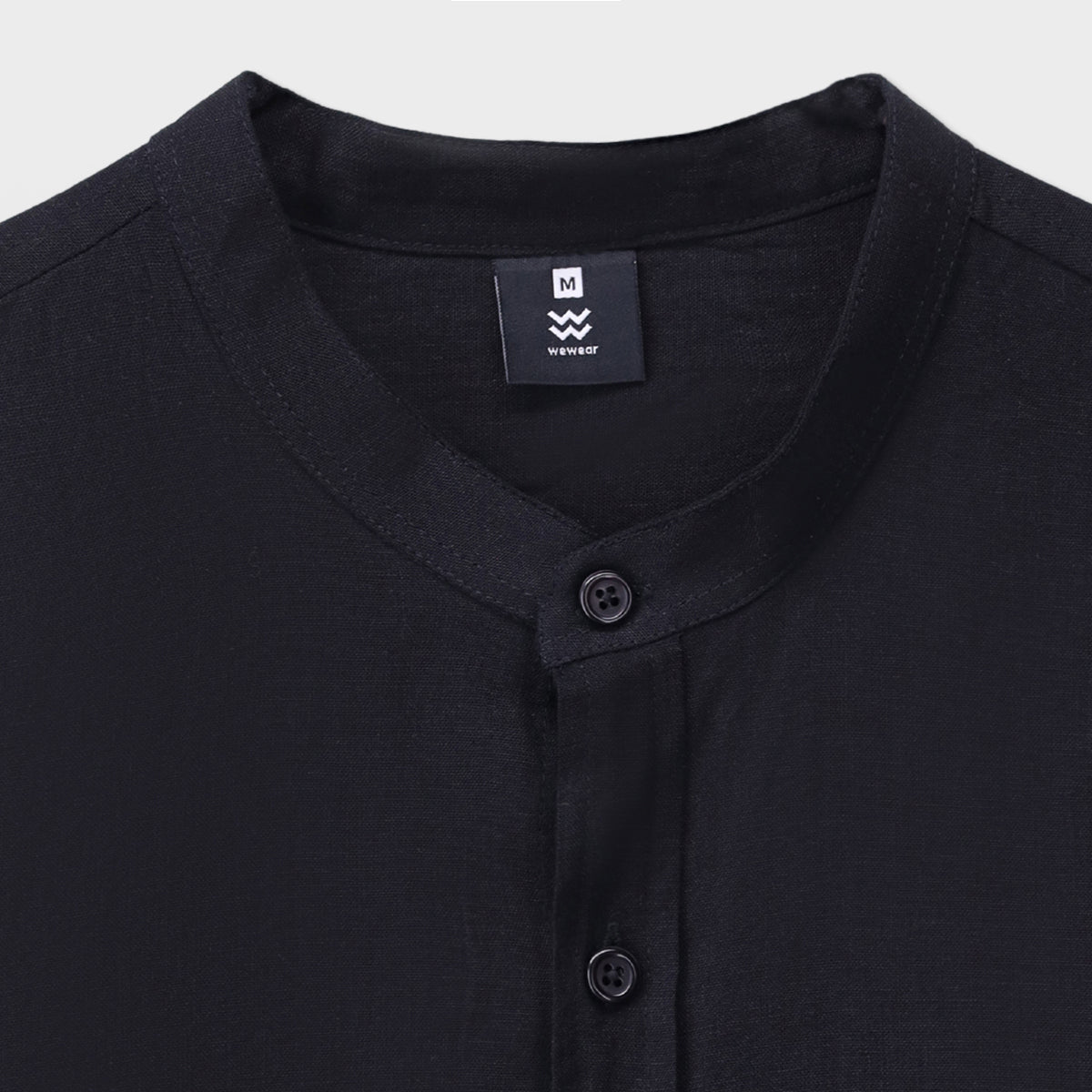 Linen Ban Collar Shirt