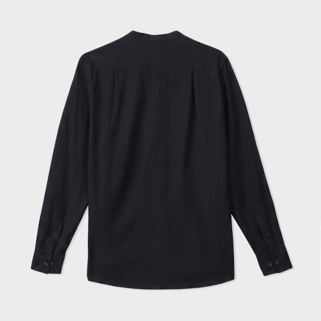 Linen Ban Collar Shirt