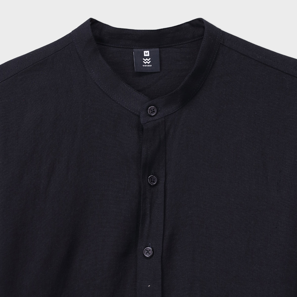 Linen Ban Collar Shirt